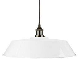 White Large Chancery Painted Dome Pendant Light With Black Nickel Lamp Holder And Black Round Cable - Se Home - thumbnail 1