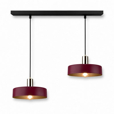 Luminosa Lighting Luminosa Wine Bar Pendant Ceiling Light Black, Burgundy, Gold 2X E27 - image 1
