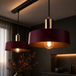 Luminosa Lighting Luminosa Wine Bar Pendant Ceiling Light Black, Burgundy, Gold 2X E27 - thumbnail 3
