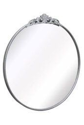 "Mirroroutlet Crown - Silver Metal Framed Round Decorative Wall Mirror 39"" X 39"" (100X100Cm)" - thumbnail 4