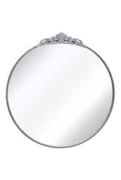 "Mirroroutlet Crown - Silver Metal Framed Round Decorative Wall Mirror 39"" X 39"" (100X100Cm)" - thumbnail 3
