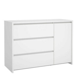 Wyld Haus Salzburg White Wooden Sideboard - 1 Door, 3 Drawers, 1190mm W - thumbnail 2