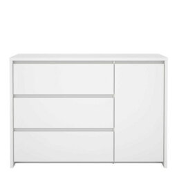 Wyld Haus Salzburg White Wooden Sideboard - 1 Door, 3 Drawers, 1190mm W - thumbnail 3