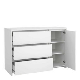 Wyld Haus Salzburg White Wooden Sideboard - 1 Door, 3 Drawers, 1190mm W - thumbnail 6