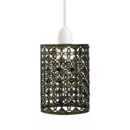 Vintage Industrial Metal Cage Lampshade Diy Brushed Brass Ceiling Pendant Light