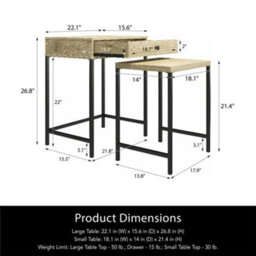 Dorel Tamlin Nesting End Table Linseed Oak - thumbnail 2
