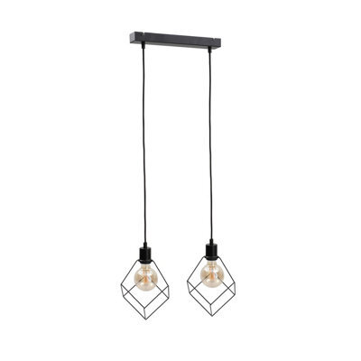 Luminosa Lighting Luminosa Ruben Bar Pendant Ceiling Light Black, 50Cm, 2X E27