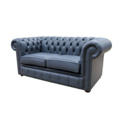 Chesterfield 2 Seater Shelly Suffolk Blue Real Leather Sofa Settee Bespoke In Classic Style - thumbnail 5