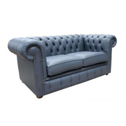 Chesterfield 2 Seater Shelly Suffolk Blue Real Leather Sofa Settee Bespoke In Classic Style - thumbnail 6
