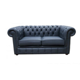 Chesterfield 2 Seater Shelly Suffolk Blue Real Leather Sofa Settee Bespoke In Classic Style - thumbnail 3