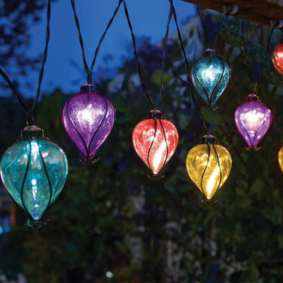 Solar Powered Rainbow Balloon Bulb String Lights - Set Of 10 Weatherproof Colourful Outdoor Garden Led Festoon Lighting - L4.7M - image 1