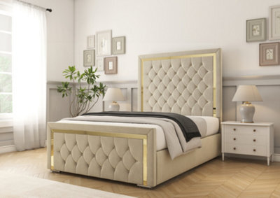 Comfort Beds Sofia Gold Cream Plush Bed Frame - image 1