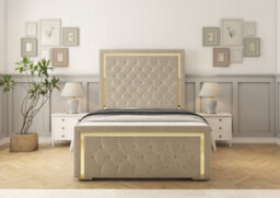 Comfort Beds Sofia Gold Cream Plush Bed Frame - thumbnail 2