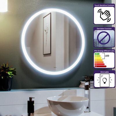 Nes Home Round Motion Sensor Bathroom Led Mirror Demister Anti-Fog 600mm - image 1