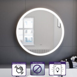 Nes Home Round Motion Sensor Bathroom Led Mirror Demister Anti-Fog 600mm - thumbnail 2