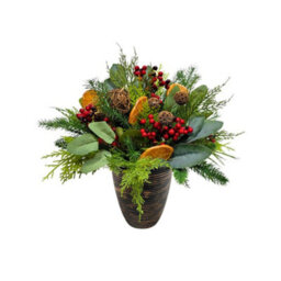 Shatchi 16Inch Orange & Berry Candle Centerpiece - Christmas Table Decoration - thumbnail 1