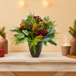 Shatchi 16Inch Orange & Berry Candle Centerpiece - Christmas Table Decoration - thumbnail 2