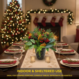 Shatchi 16Inch Orange & Berry Candle Centerpiece - Christmas Table Decoration - thumbnail 7