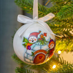 The Christmas Workshop 71580 Set Of 14 White Coloured Cartoon Snowman Design Christmas Baubles  - thumbnail 4