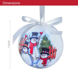 The Christmas Workshop 71580 Set Of 14 White Coloured Cartoon Snowman Design Christmas Baubles  - thumbnail 2