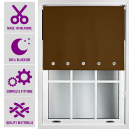 Furnished Made To Measure Blackout Roller Blinds With Round Eyelets - Brown Blind For Home And Office (W)90Cm (L)165Cm - thumbnail 1
