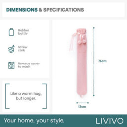 Livivo 2L Extra Long Hot Water Bottle With Pink Pom Pom Lattice Cover For Full Body Warmth Comfort And Pain Relief - thumbnail 3