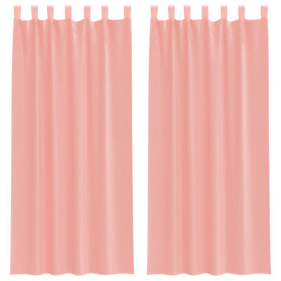 Berkfield Durable Voile Curtains With Loops 2 Pcs Pink 140X225 Cm