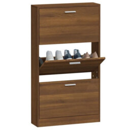 Berkfield Shoe Cabinet Brown Oak 59X17X108 Cm Engineered Wood - thumbnail 4