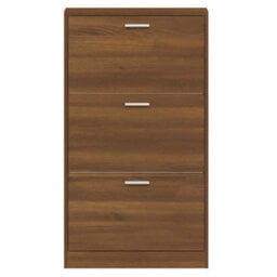 Berkfield Shoe Cabinet Brown Oak 59X17X108 Cm Engineered Wood - thumbnail 6