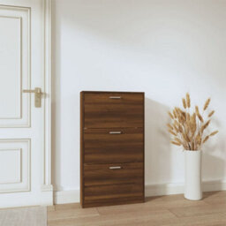 Berkfield Shoe Cabinet Brown Oak 59X17X108 Cm Engineered Wood - thumbnail 3