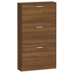 Berkfield Shoe Cabinet Brown Oak 59X17X108 Cm Engineered Wood - thumbnail 5