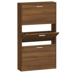Berkfield Shoe Cabinet Brown Oak 59X17X108 Cm Engineered Wood - thumbnail 2
