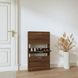 Berkfield Shoe Cabinet Brown Oak 59X17X108 Cm Engineered Wood