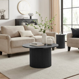 Furniturebox Furniturbeox Uk Penrose Black Round Wooden Pedestal Coffee Table - thumbnail 2