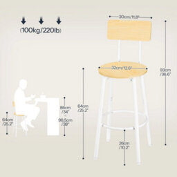 32X32X93Cm Set Of 2 Natural Breakfast Bar Stools - thumbnail 2
