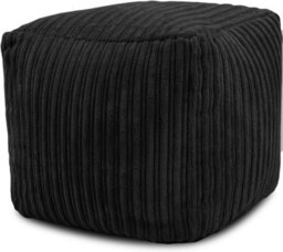 istyle mode Jumbo Cord Footstool Pouffe, Black Corduroy Ottoman Bean Bags 40Cm X 40Cm