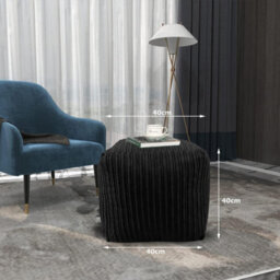 istyle mode Jumbo Cord Footstool Pouffe, Black Corduroy Ottoman Bean Bags 40Cm X 40Cm - thumbnail 6