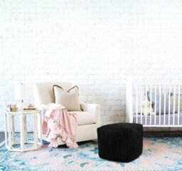 istyle mode Jumbo Cord Footstool Pouffe, Black Corduroy Ottoman Bean Bags 40Cm X 40Cm - thumbnail 7