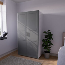 Atomia Modern Matt Dove Grey Tall Double Wardrobe (H)1875mm (W)1000mm (D)580mm - thumbnail 1