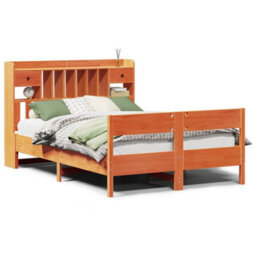 Berkfield Bookcase Bed Without Mattress Wax Brown 140X200Cm Solid Wood Pine - thumbnail 2