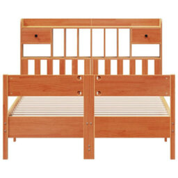 Berkfield Bookcase Bed Without Mattress Wax Brown 140X200Cm Solid Wood Pine - thumbnail 4