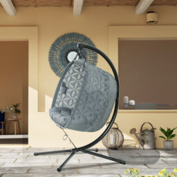 Outsunny Double Hanging Swing Chair W/ Stand & Cup Holders, Charcoal Grey - thumbnail 8