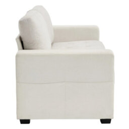 Darphe Modern 2-Seater Chenille Sofa With Usb Ports, White Upholstered Minimalist Couch With Wood And Iron Frame - thumbnail 3