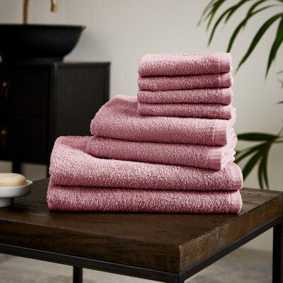 Catherine Lansfield Quick Dry Cotton 30X30 Cm, 50X85 Cm, 270X120 Cm 8 Piece Towel Set Pink - image 1