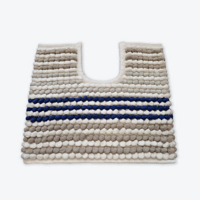 Allure Bath Fashions Striped Chunky Bobble Pedestal Mat - Navy - image 1