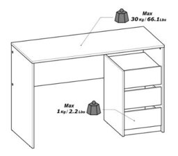 FurniComp LTD Furnicomp Detroit 3 Drawer White And Oak Office Desk/study Table - thumbnail 8