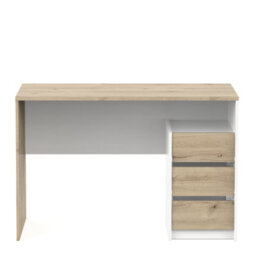 FurniComp LTD Furnicomp Detroit 3 Drawer White And Oak Office Desk/study Table - thumbnail 4