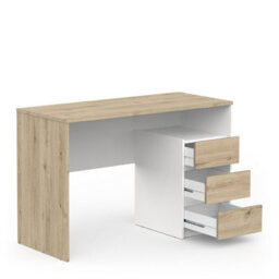 FurniComp LTD Furnicomp Detroit 3 Drawer White And Oak Office Desk/study Table - thumbnail 2