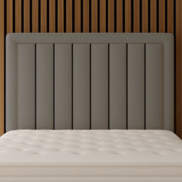 "Urban Textures - Belvoir Luxury 20"" High Velvet Fabric Upholstered Piped Panelled Headboard - Grey" - thumbnail 1