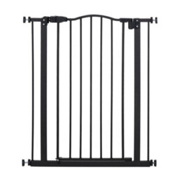 Pawhut 74-80Cm Adjustable Metal Pet Gate Safety Barrier W/ Auto-Close Door Black - thumbnail 2